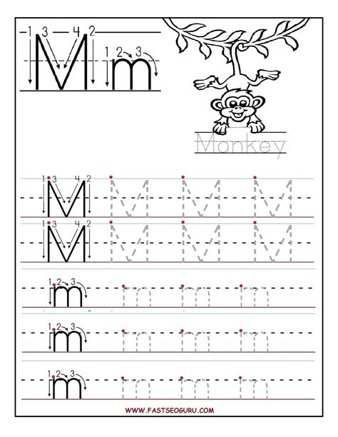 Letter M Tracing And Writing Printable Worksheet Color Letter M Writing Worksheet - Letter M Writing Worksheet