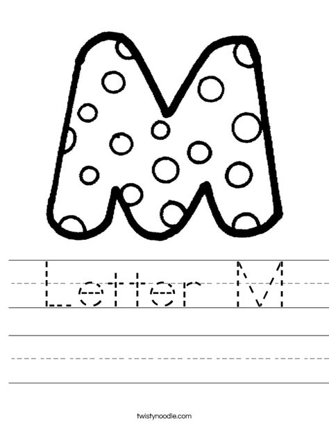 Letter M Worksheets Twisty Noodle Letter M Worksheet For Kindergarten - Letter M Worksheet For Kindergarten