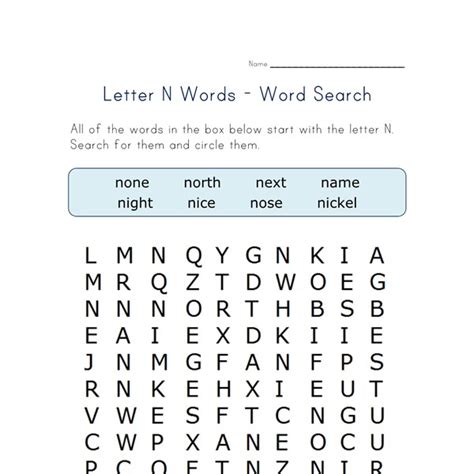 Letter N Word Search All Kids Network N For Words For Kids - N For Words For Kids