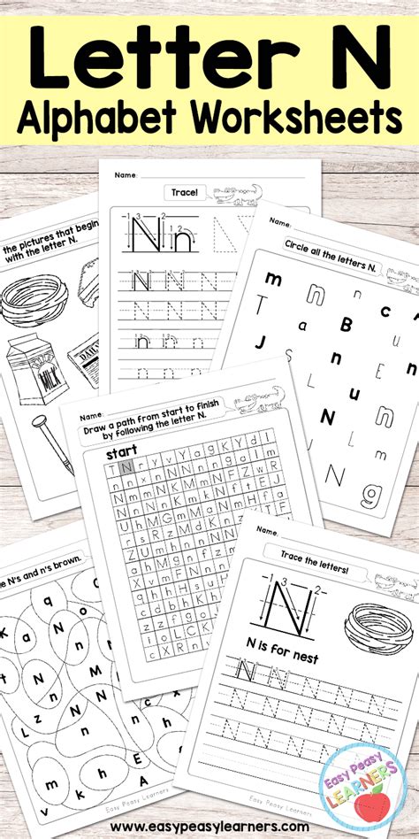 Letter N Worksheets Alphabet Series Easy Peasy Learners Letter N Worksheet - Letter N Worksheet