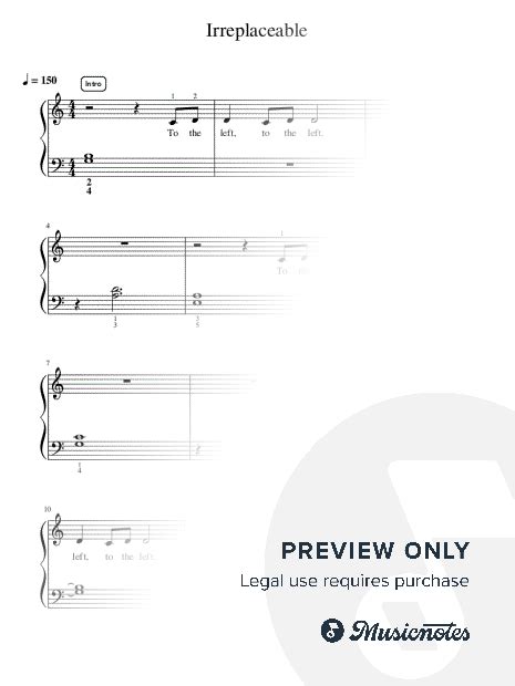 letter notes for piano irreplaceable by beyonce