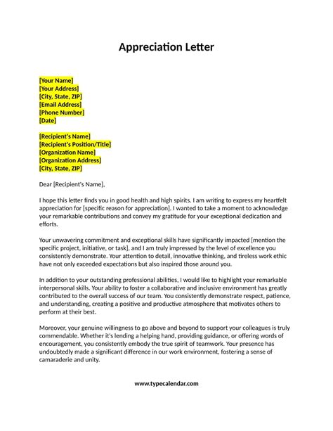 letter of appreciation