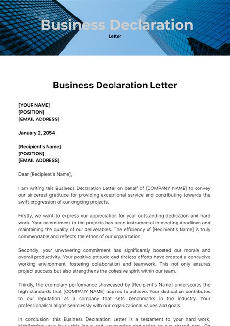 Letter Of Declaration