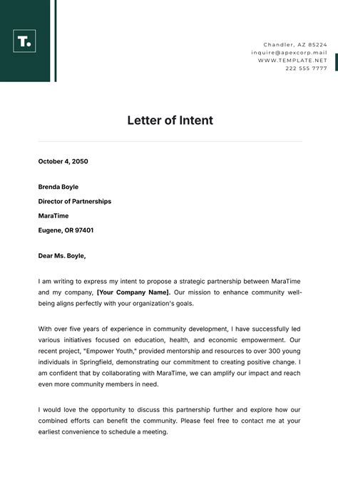 Letter Of Intent For A Teaching Position