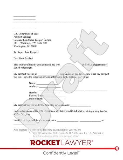 Letter Of Lost Passport Sample