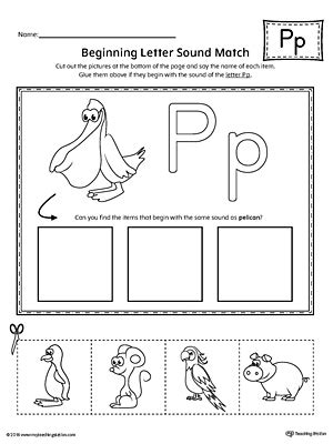 Letter P Beginning Sound Picture Match Worksheet Color P Sound Words With Pictures - P Sound Words With Pictures
