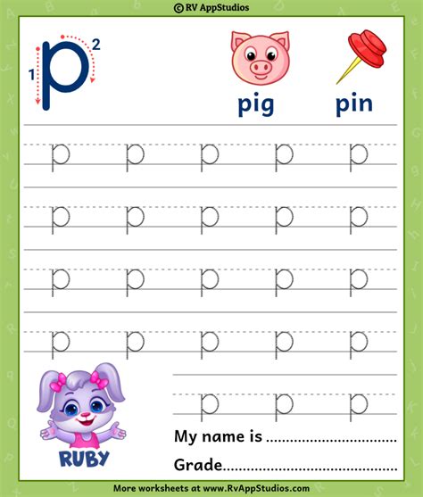 Letter P Tracing With 4 Lines All Kids Small Letters In 4 Lines - Small Letters In 4 Lines