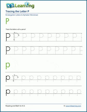 Letter P Worksheets K5 Learning Letter P Tracing Worksheet - Letter P Tracing Worksheet