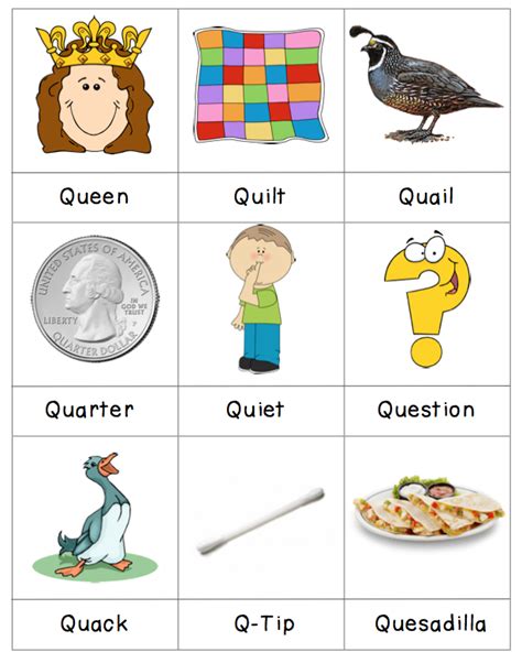 Letter Q Words For Kindergarten Amp Preschool Kids Kindergarten Words That Start With Q - Kindergarten Words That Start With Q
