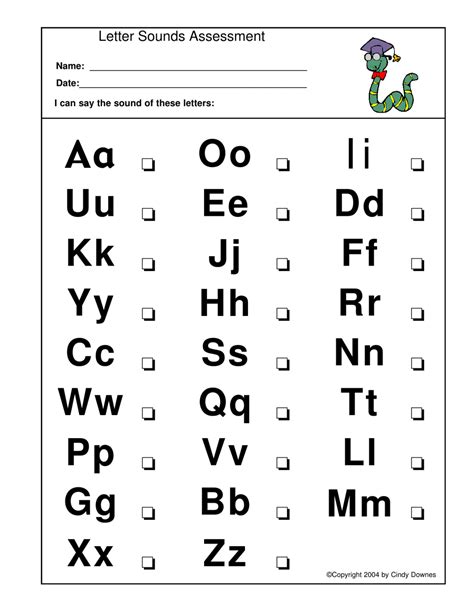 Letter Sounds Assessment Worksheet Template Cindy Downes Letter Sounds Worksheet - Letter Sounds Worksheet