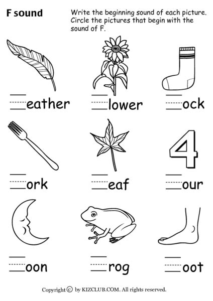 Letter Sounds Worksheets F Sound Words With Pictures - F Sound Words With Pictures