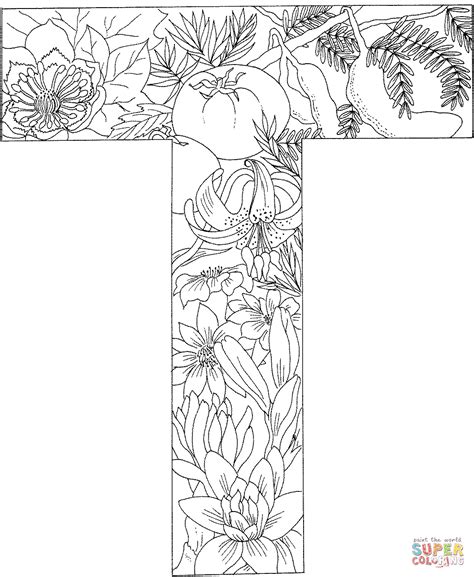 Letter T With Plants Coloring Page Coloring Page Letter T - Coloring Page Letter T