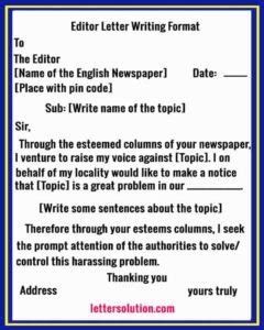 Letter To Editor Format
