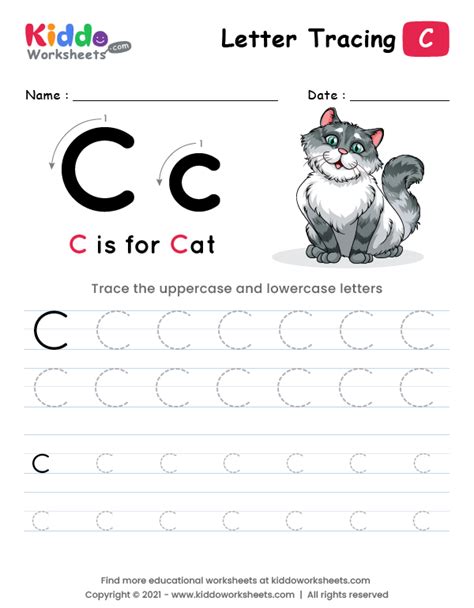 Letter Tracing Alphabet C Kiddoworksheets Letter C Tracing Sheets - Letter C Tracing Sheets