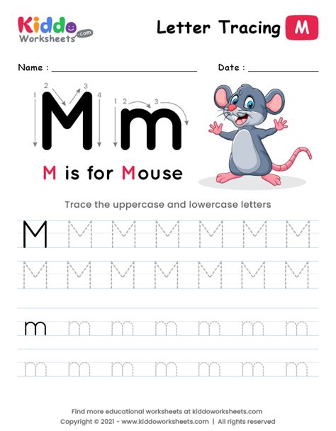 Letter Tracing Alphabet M Kiddoworksheets Letter M Tracing Worksheet - Letter M Tracing Worksheet