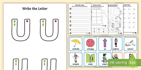 Letter U Handwriting Activity Pack Worksheets And Games Letter U Worksheet - Letter U Worksheet