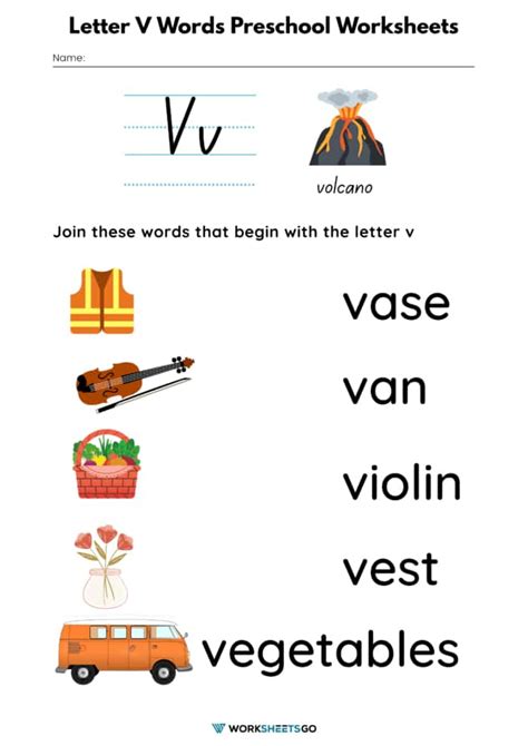Letter V Words Recognition Worksheet All Kids Network Kindergarten Words That Start With V - Kindergarten Words That Start With V