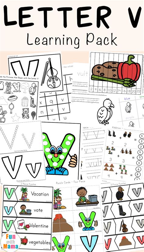 Letter V Worksheet And Activity Pack Alphabet Ela Letter Vv Worksheet - Letter Vv Worksheet