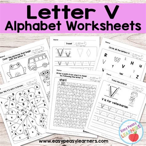 Letter V Worksheets Alphabet Series Easy Peasy Learners Letter Vv Worksheet - Letter Vv Worksheet