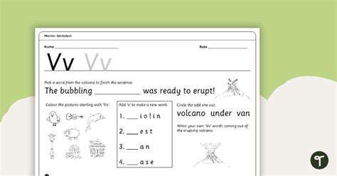 Letter Vv Alphabet Worksheet Teach Starter Letter Vv Worksheet - Letter Vv Worksheet
