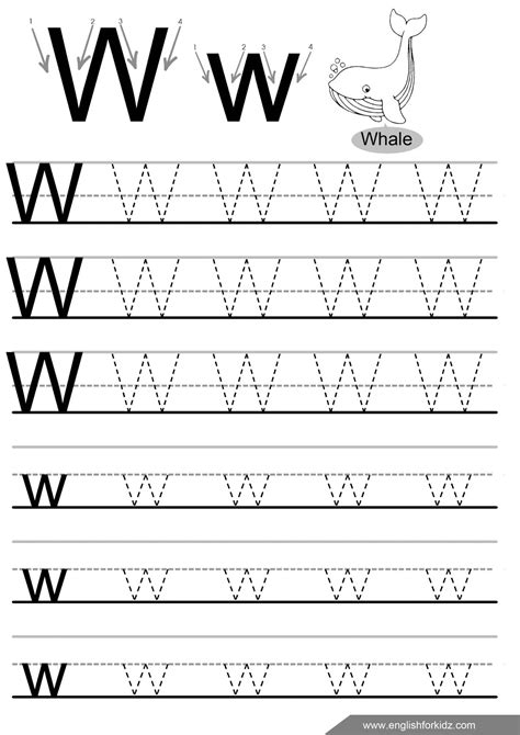 Letter W Alphabet Tracing Worksheets W Tracing Worksheet - W Tracing Worksheet