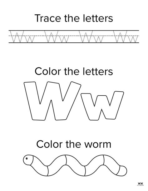 Letter W Worksheets Alphabet Series Easy Peasy Learners W  Worksheet - W$ Worksheet