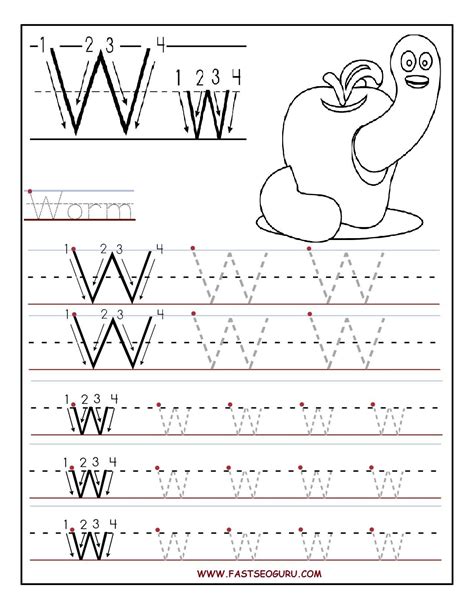 Letter W Worksheets Trace Draw Learn W Tracing Worksheet - W Tracing Worksheet