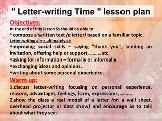 Letter Writing Lesson Plan Ppt Slideshare Letter Writing Lesson - Letter Writing Lesson
