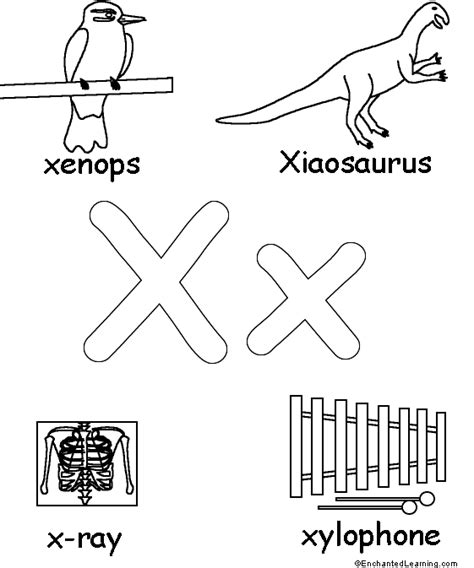 Letter X Alphabet Activities At Enchantedlearning Com Objects Start With Letter X - Objects Start With Letter X