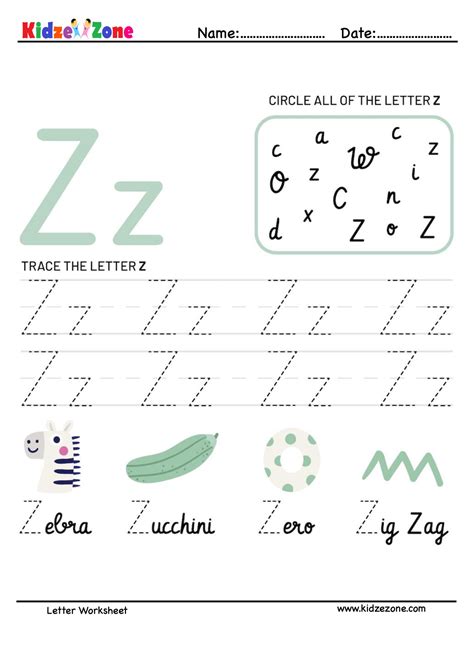Letter Z Tracing Worksheets Nature Inspired Learning Letter Z Worksheet - Letter Z Worksheet