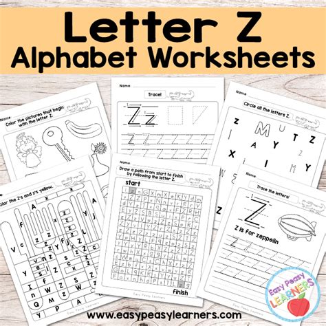 Letter Z Worksheets Alphabet Series Easy Peasy Learners Letter Z Worksheet - Letter Z Worksheet