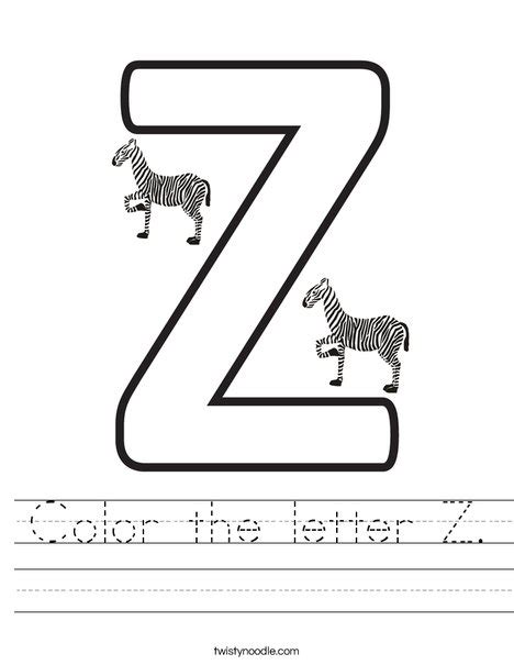 Letter Z Worksheets Twisty Noodle Letter Z Worksheet - Letter Z Worksheet