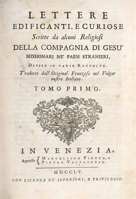 Lettere Edificanti E Curiose Di Missionari Gesuiti Dalla Cina 1702 1776