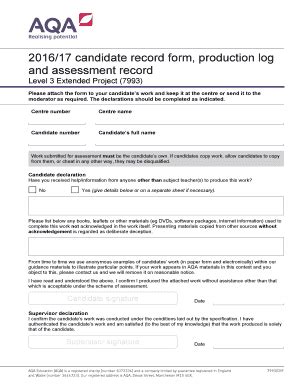 Read Level 3 Extended Project Candidate Record Form Candidate 