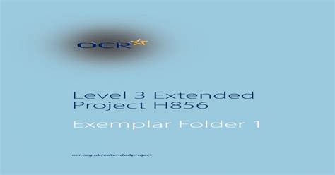 Full Download Level 3 Extended Project H856 Exemplar Folder 1 