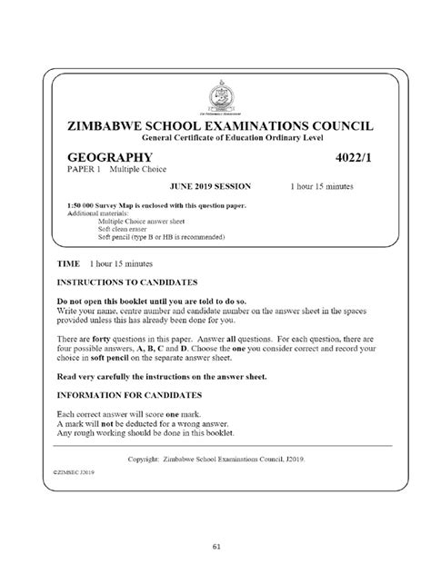 Download Level Zimsec Geography Paper 1 
