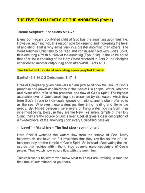 Levels Of Prophetic Anointing