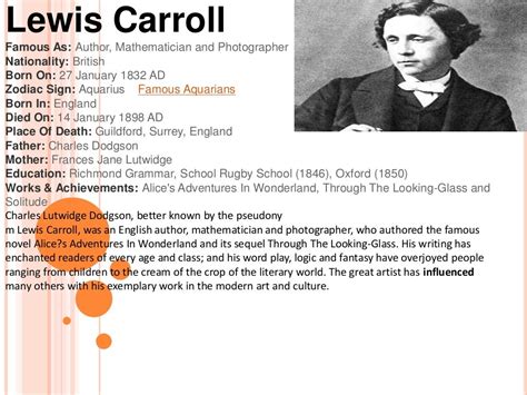 lewis carroll biography summary format