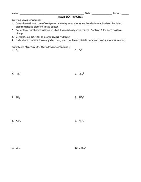 Lewis Dot Structure Practice Problems With Answers