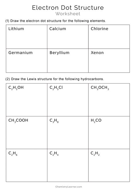 Lewis Dot Structure Worksheet