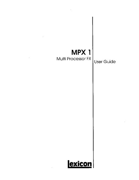 Read Online Lexicon Mpx1 Manual File Type Pdf 