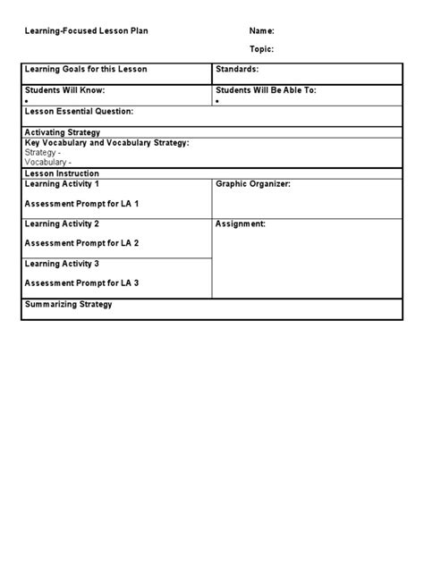 Lfs Next Generation Lesson Plan Template