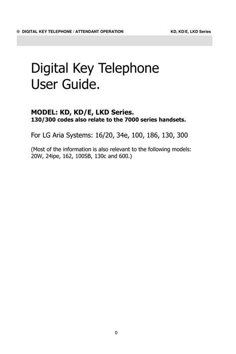 Download Lg Aria Digital Key Telephone User Guide 