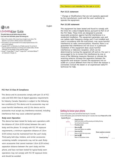 Read Online Lg E400 User Guide 