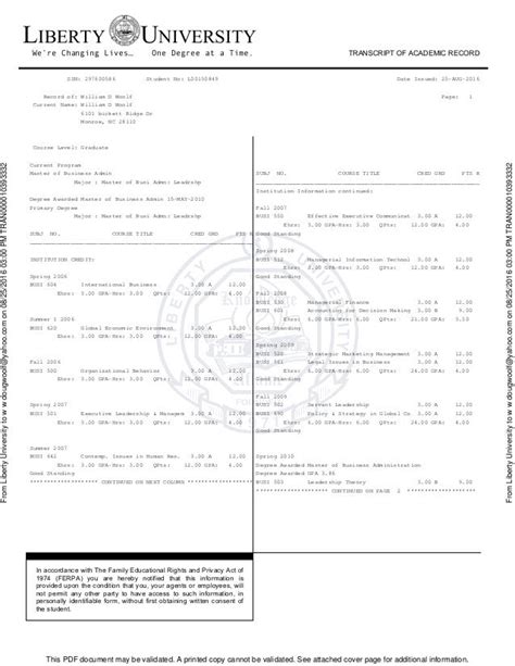Liberty University Transcripts