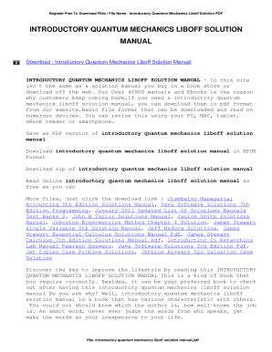 Download Liboff Quantum Mechanics Solution Manual 