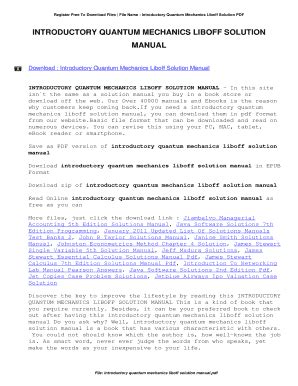 Read Liboff Quantum Mechanics Solution Manual 