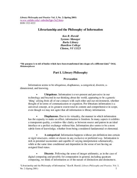 Read Librarianship And The Philosophy Of Information 