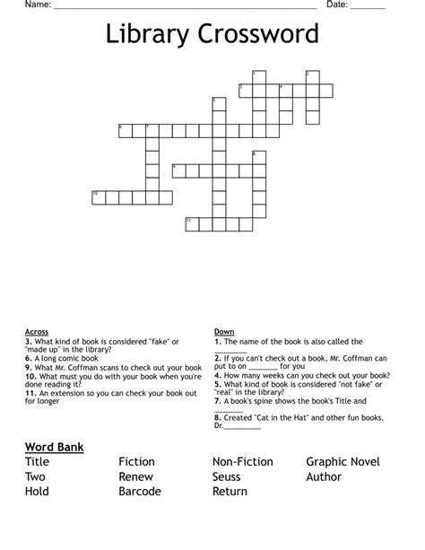 Library Crossword Puzzles File Of Papers On Subject Crossword - File Of Papers On Subject Crossword