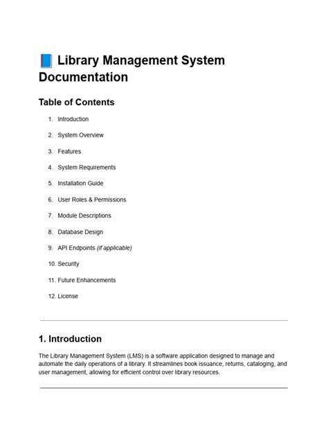 Read Online Library Management System Documentation 